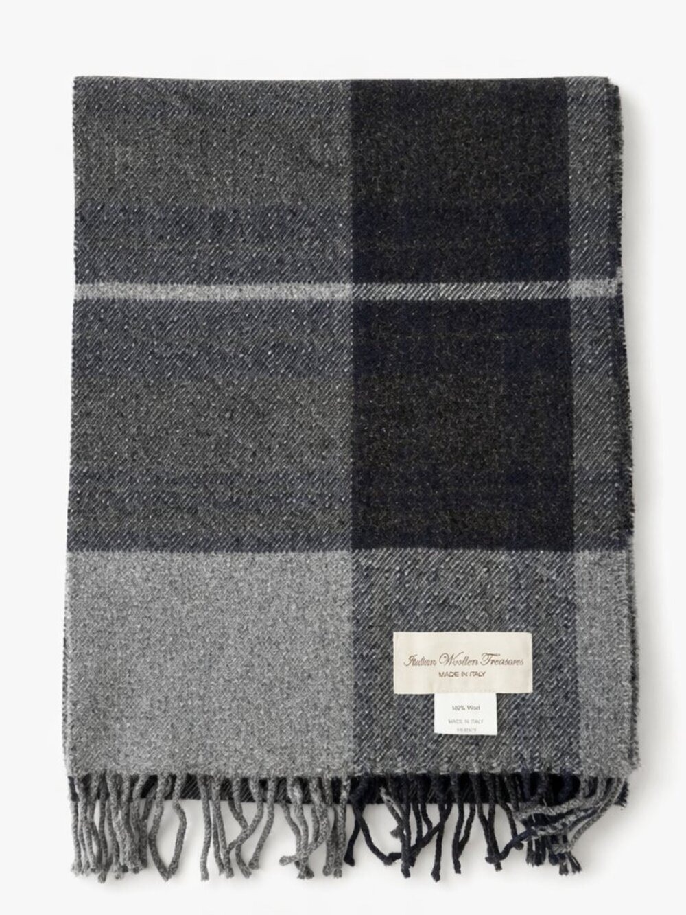 EUC Italian Woolen Gray Plaid Scarf | 100% Wool | Made in Italy | Men’s Classic